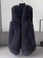 2025 Women Autumn Winter New Imitation Fox Fur Vest Jacket Female Mid-Length Vest Women Grace Fashion Young Coat - Matrix Studios