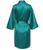 Solid Satin Night Robe, Elegant Half Sleeve V Neck House Robe With Belt, Women's Sleepwear - Matrix-studios.com
