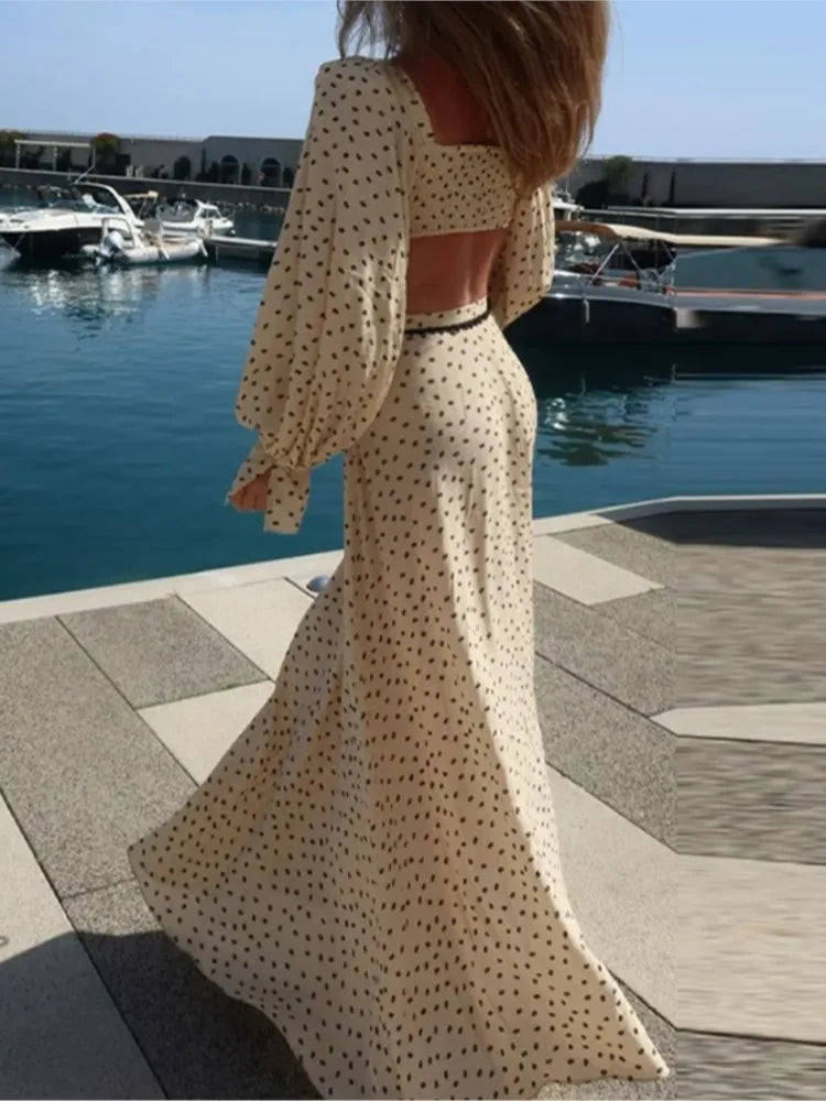 Swimwear Cover-up 2 Piece Set Women Crop Tops And Maxi Skirt Bathing Fashion Stripe Hollow Sexy Beach Cover Up Outfits - Matrix Studios