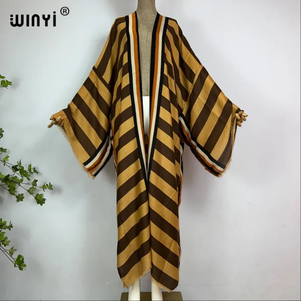 WINYI Fashion Kimono Print Coat Long Sleeve Cardigan Abaya Muslim Woman Cover Up Boho Dress Kaftan Abaya Dubai Luxury Caftan - Matrix-studios.com