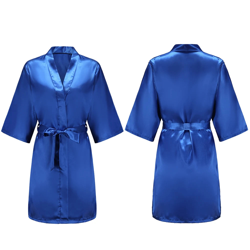 Women's Pure Short Silky Robes Bridesmaid Bride Party Satin Robes Sleepwear