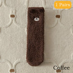 Cute Bear Winter Socks Women's Thickened Plush Warm Comfortable Sleeping Sock Cute Cartoon Lovely Floor Socks Mid Tube Socks - Matrix Studios