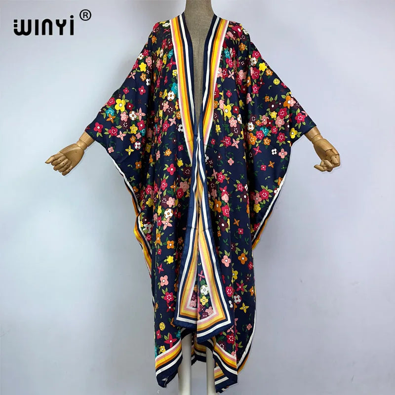 WINYI Kimono Africa Summer Boho Print Beach Outfits for Women Cover-Up Long Coat Elegant Coat Beach Outfits for Women Maxi Dress - Matrix Studios