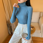 2026 Autumn Winter Women Long Sleeve Knitted Foldover Turtleneck Ribbed Pull Sweater Soft Warm Femme Jumper Pullover Clothes - Matrix Studios