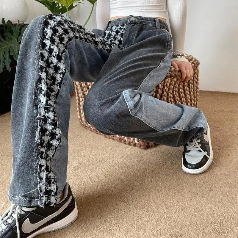 2025 Autumn Women's Blue Y2k Baggy Jeans Harajuku Japanese 2000s Style Denim Trousers American Vintage Jean Pants Trashy Clothes - Matrix-studios.com