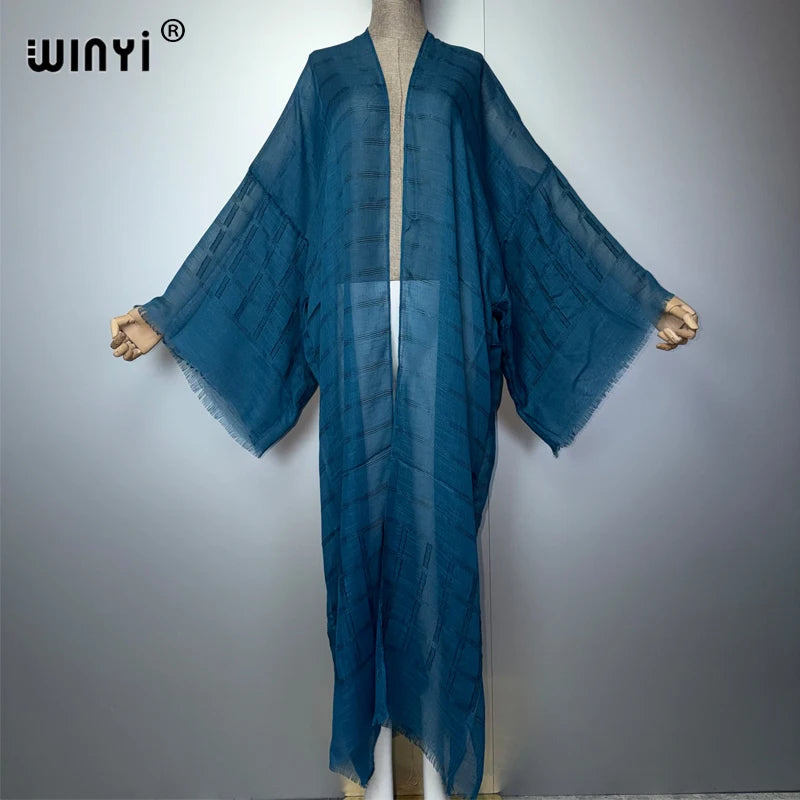 WINYI Monochrome Fashion Cardigan Middle East Abaya Dubai Luxury Holiday Party Dress Muslim Woman Fashion Open Front Caftan - Matrix-studios.com