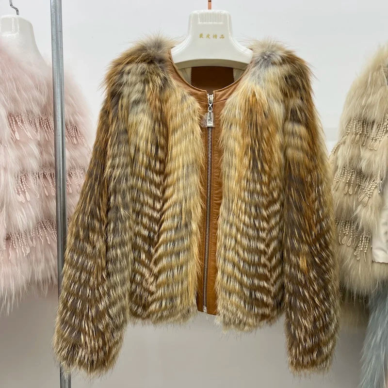 Winter Women Natural Real Red Fox Fur Strip Sewed Toghter With Genuine Leather Down Jackets Female Luxury Thick Warm Outerwear - Matrix Studios