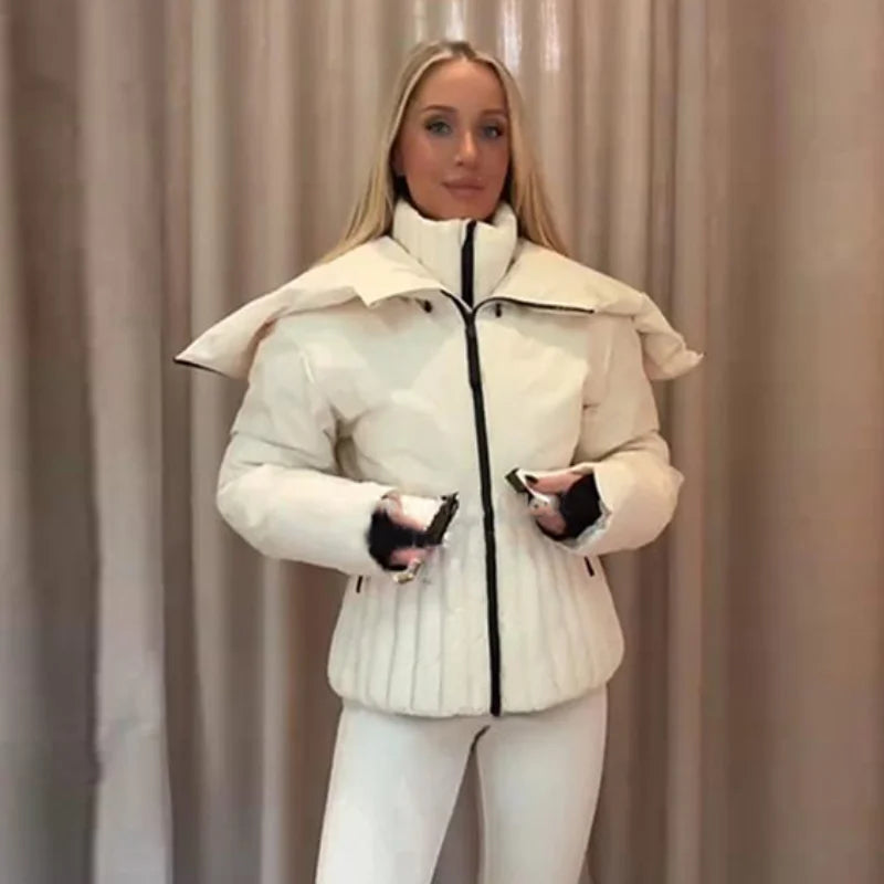 Cotton Ski Women's Winter Jumpsuit Sets Zipper Loose Jacket Straight Pants Suits Skiwear Snow Commute Street Outdoors Romper - Matrix Studios