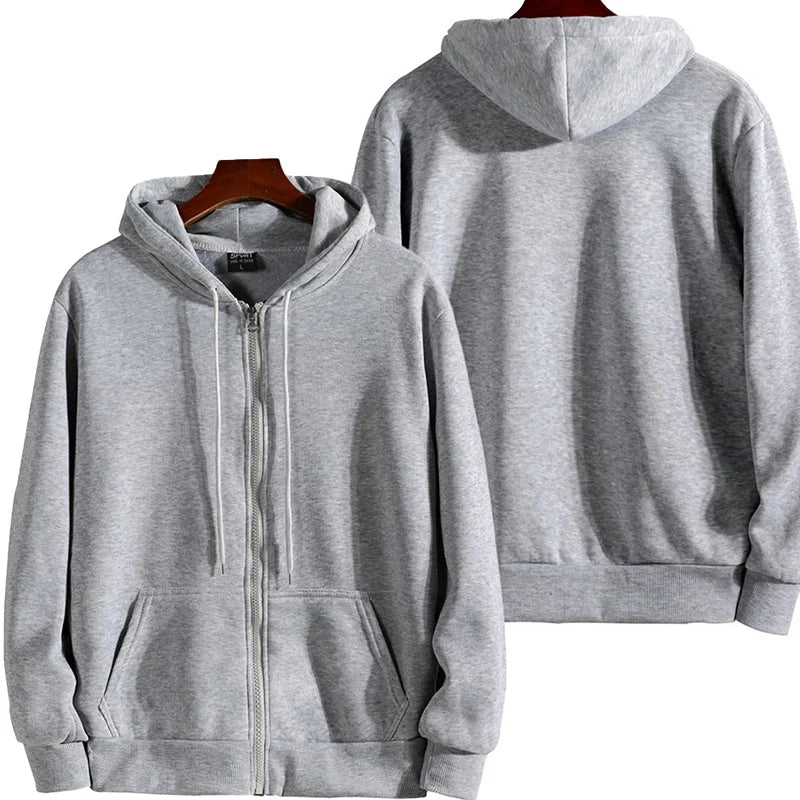 Zipper Hoodies Autumn Winter Men's New Long Sleeve Hooded Sweatshirt Fashion Casual Male Outfit Sportwear Loose Fit Clothes - Matrix Studios