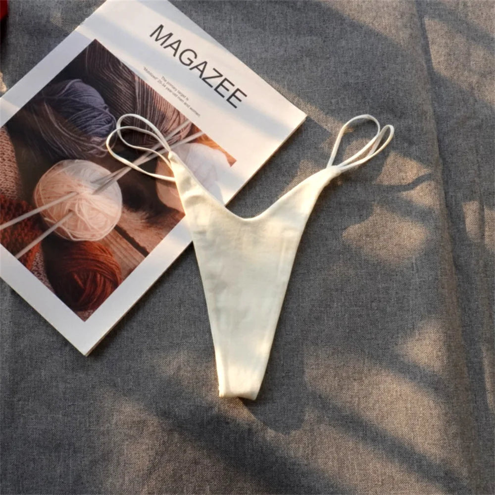 1/2 Pcs Brazilian Women Cotton Thong Underwear Sexy Panties Female Underpants Solid Color G-string Pantys - Matrix Studios
