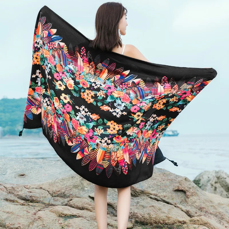 90x185cm  Printing Process Twill Summer Suncare Beach Dress Bikini Sarong Wrap Scarf Women Brazilian Swimsuit Bathing Cover-ups - Matrix Studios
