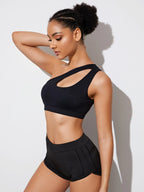 Women Sports Bra Push Up Fitness Bras One Shoulder Shockproof Yoga Bra Black White Yoga Running Bra Sexy Vest - Matrix Studios