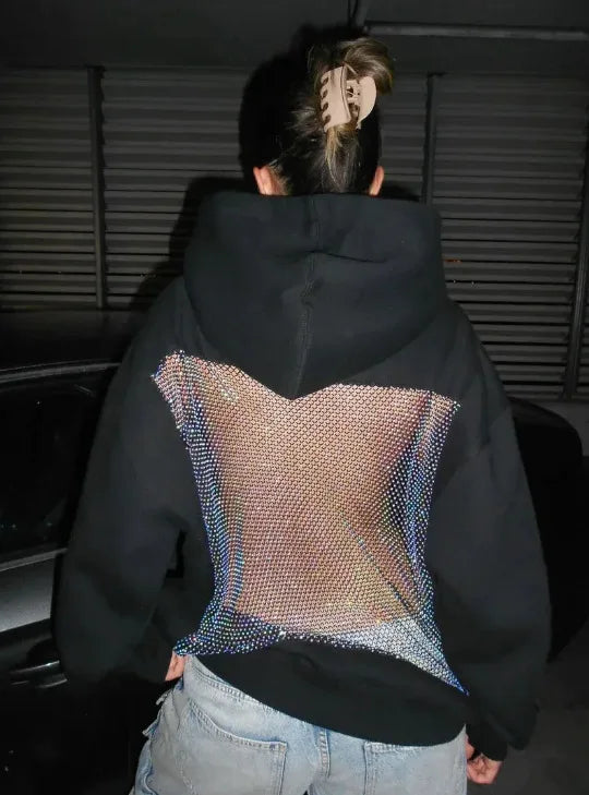 1/2PCS Fashionable Women’s Hoodie Solid Color Hollow Mesh Backless Sweatshirt for Fall and Winter Ideal Christmas Gift - Matrix Studios