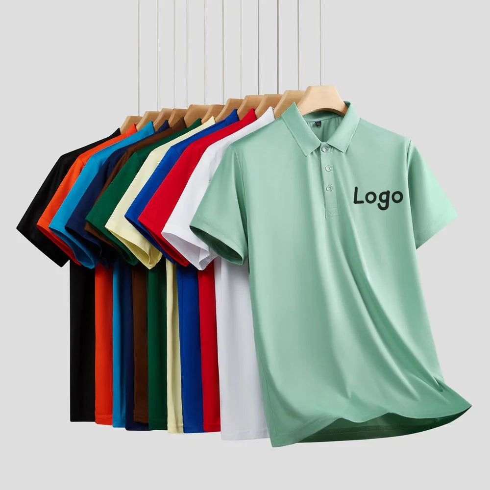 Custom Logo Lapel POLO Shirt Couple Summer Short Sleeve Moisture Transfer T Shirts Men Women Summer Simple Casual Tops - Matrix-studios.com