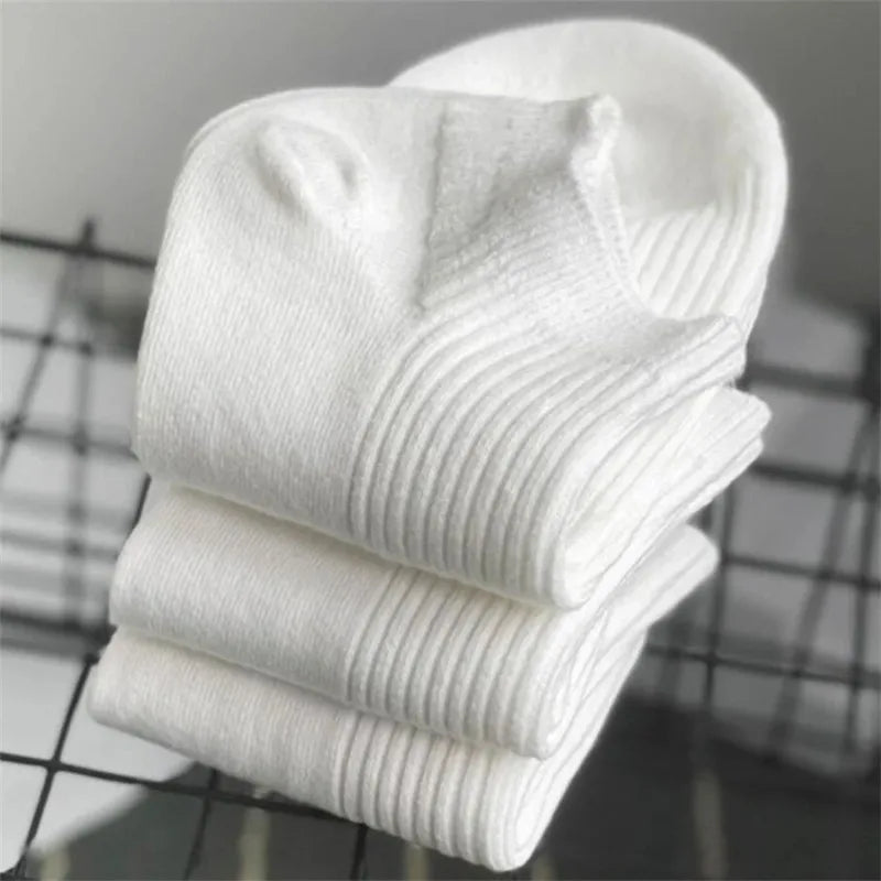 5 Pairs/Pack Ankle Socks Women 100% Cotton Invisible Sweat-absorbing Girls Low Tube Boat Socks white socks - Matrix Studios