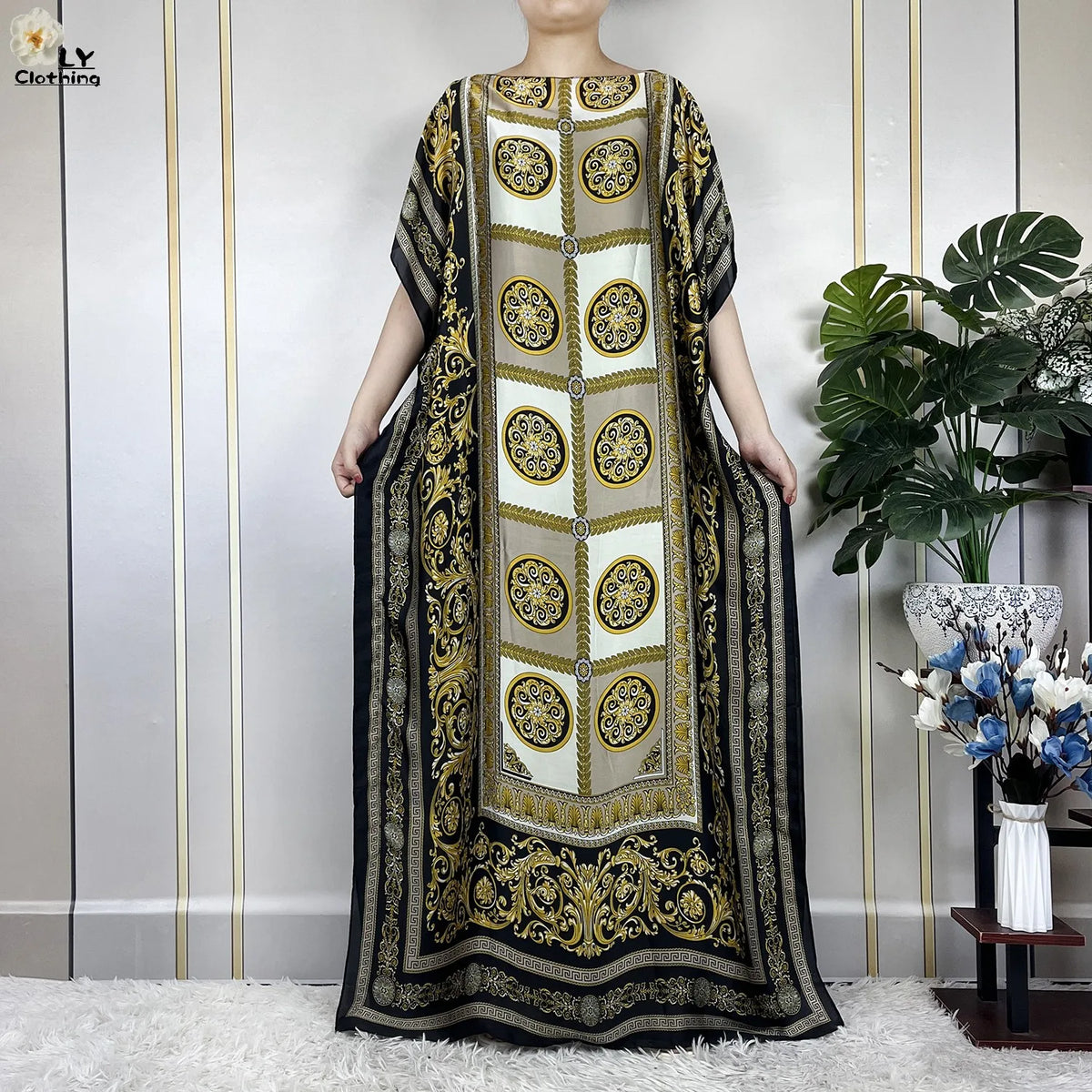 Muslim Abayas For Women 2023 New Fashion Printed Silk Soft Loose Femme Elegant Robe African Maxi Party Dresses With Belt Turban - Matrix-studios.com