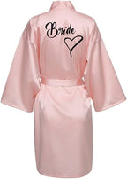 Women Silk Satin Short Night Printing Robe Kimono Robe Fashion Bath Robe Sexy Bathrobe Femme Wedding Bride Bridesmaid M024
