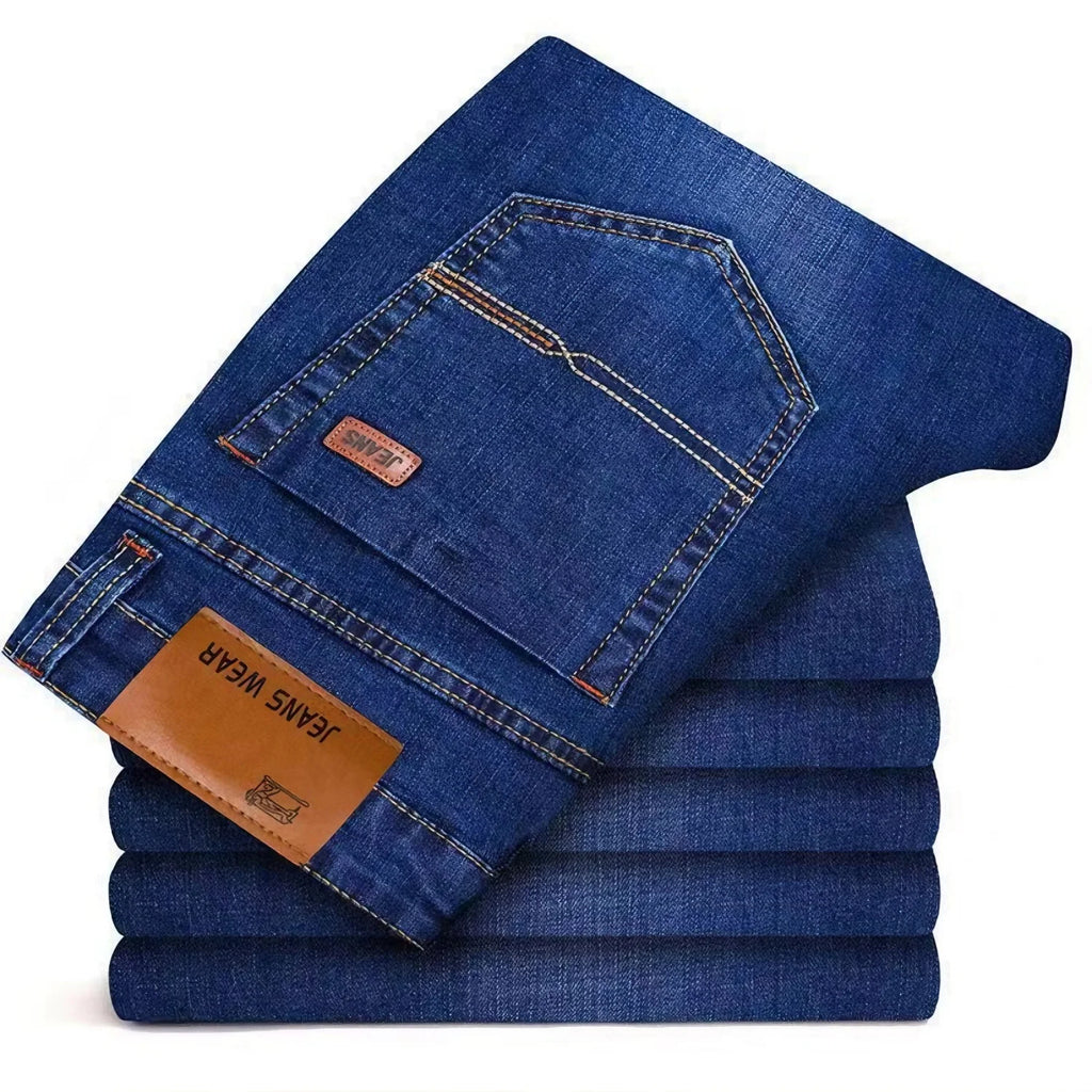 2026 New Light Luxury Business Comfortable Men's Jeans, High-End Blue and Black Casual Versatile Pants Straight Leg Men's Pants - Matrix Studios
