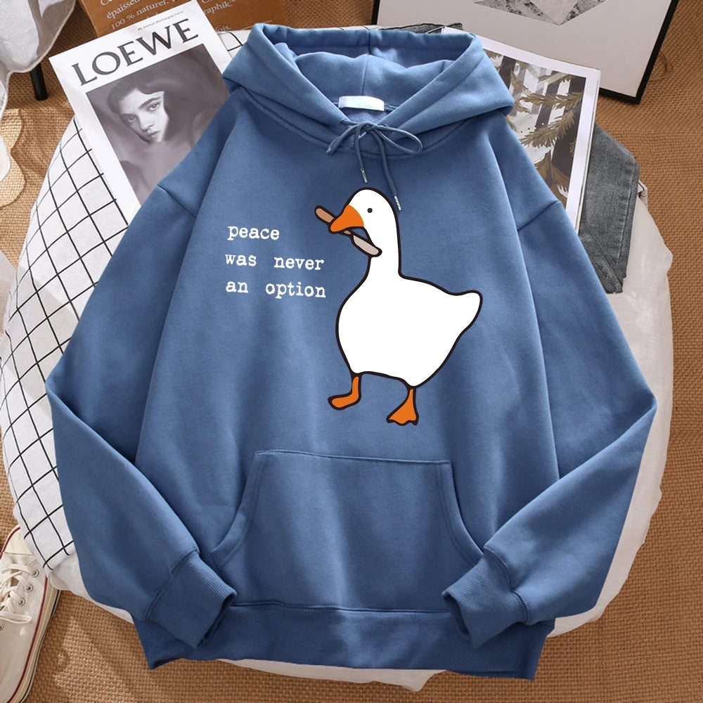 Peace Was Never An Option Printed Hoosie Men Street Oversize Autumn Hooded Hipster Soft Hoodies Hip Hop Warm Sportswears - Matrix Studios