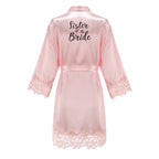 Bridesmaid Robes Rose Gold Bride Robe Wedding Bridesmaid Gift Satin Lace Robe Bridal Dressing Gown Bachelorette Party Pajamas - Matrix-studios.com