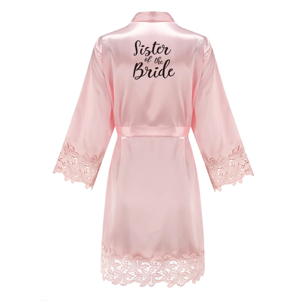 Bridesmaid Robes Rose Gold Bride Robe Wedding Bridesmaid Gift Satin Lace Robe Bridal Dressing Gown Bachelorette Party Pajamas - Matrix-studios.com