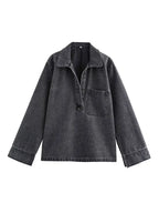 2024 Autumn Jeans Sets Women Turn-down Collar Casual Top Fashion High Waist Streetwear Female Denim Pant Two Piece Set - Matrix-studios.com