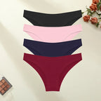 4PCS/SET Seamless Cotton Panties Women Sexy Low Waist Briefs Solid Color Breathable Female Underwear Soft  Comfortable Intimates - Matrix Studios