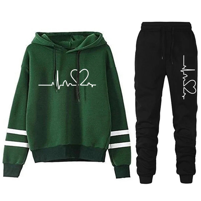 Womens Tracksuit Casual Stripe Versatile Sweatshirt Black Sweatpants Loose Print High Quality Outfits Single Piece Hoodies Pants - Matrix-studios.com