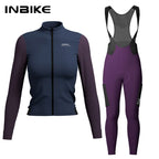 INBIKE Warm Thermal Cycling Jersey Set for Women Comfortable Fleece Road Bike Bib Pants Windproof Road MTB Clothing with Pockets - Matrix-studios.com