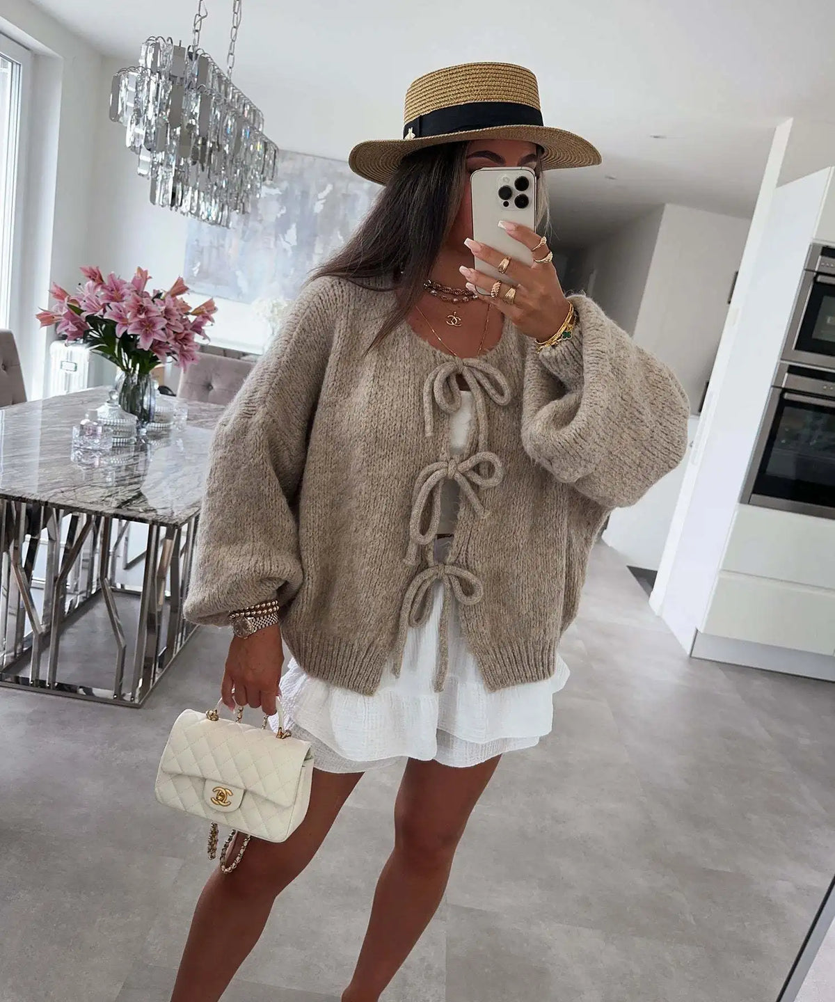 Solid Color O-neck Lace-up Knitted Cardigan Women 2025 Autumn Winter Streetwear Casual Simplicity Sweater Coats - Matrix Studios