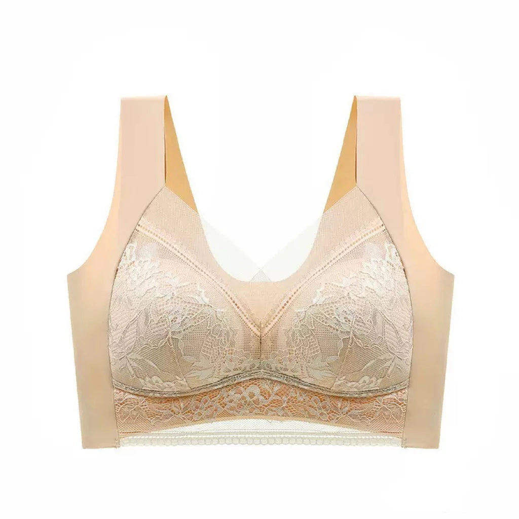 1pcs Women Lace Plus Size Bra Basic Anti Sagging Thin Vest With Padded Female Brassier Lady Ice Silk Seamless Comfort Breath Bra - Matrix Studios