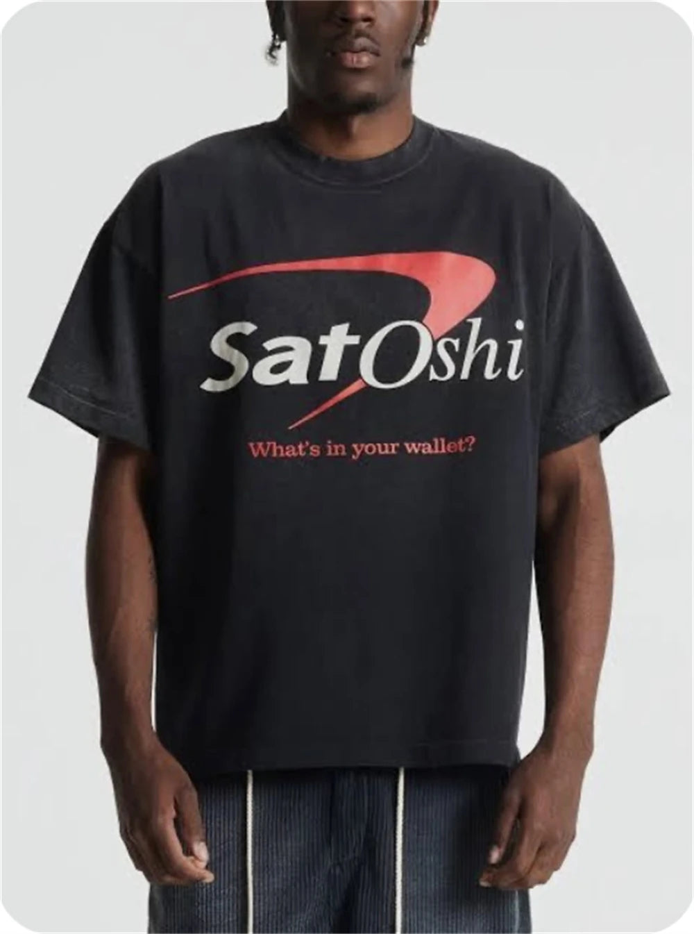 Summer Satoshi SS26 American Vintage Letter Printed Fashion Round Neck Washed Short Sleeve High Street Loose Oversize T-shirt - Matrix-studios.com
