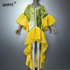 WINYI Middle East Boho Maxi Kaftan Dress Elegant Pleated Elastic Beach Cover up Luxury Party Evening Dubai Style Abaya - Matrix-studios.com
