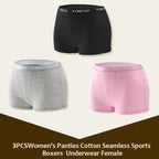 3Pcs Women's Panties Cotton Seamless Sports Boxers Underwear Female Solid Color Briefs Lingerie Intimate Underpant Finetoo S-XXL - Matrix Studios