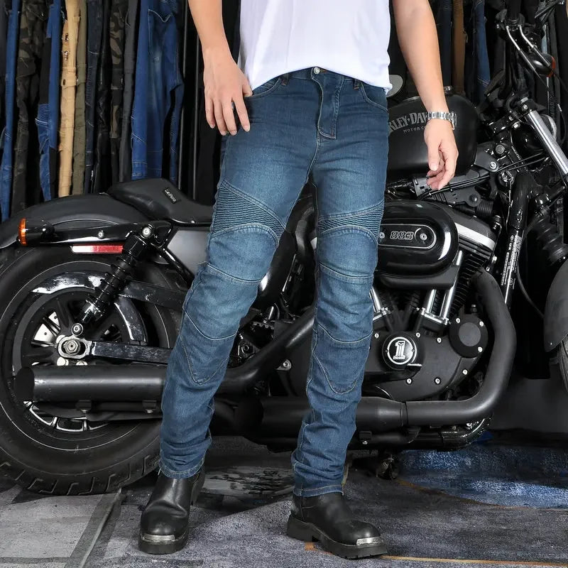 Men's Motorcycle Riding Jeans Pants, Anti-Skid Abrasion Resistant All-Weather Classic Fit Race-Ready Biker Gear - Matrix Studios