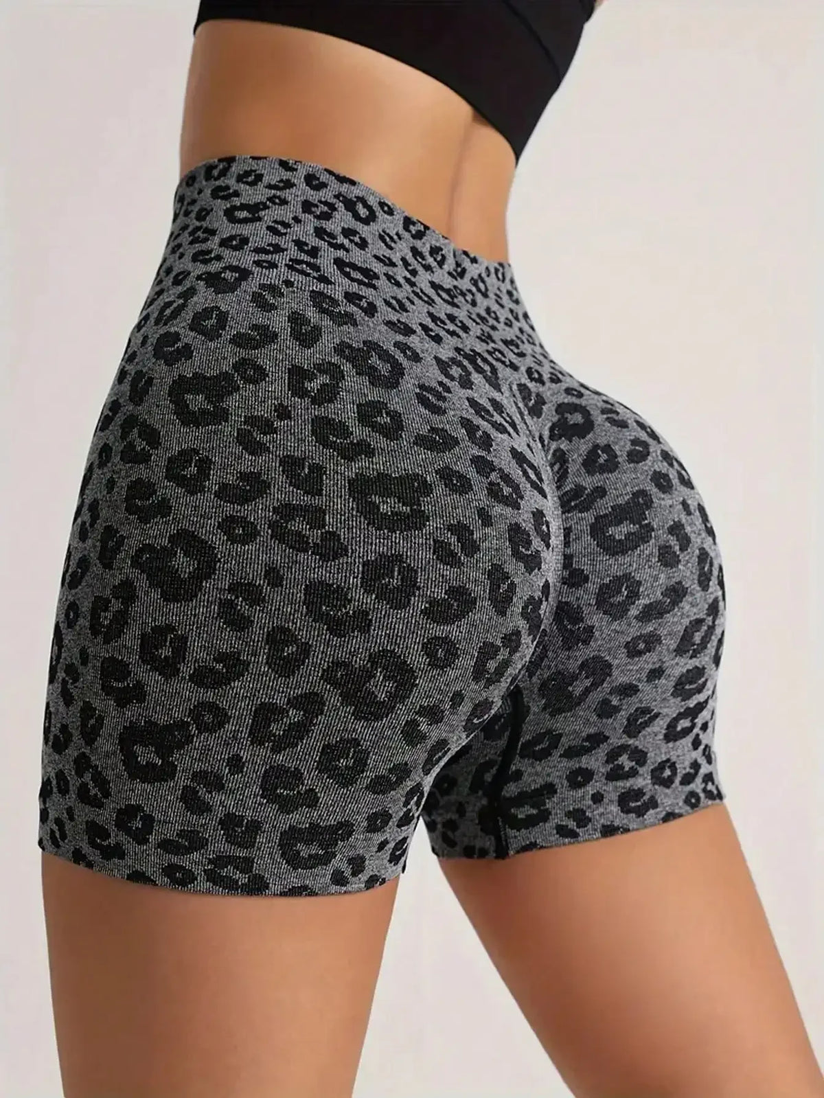 Sport Leopard Scrunch Butt Tummy Control Sports Biker Shorts Stretchy Shorts Women Boxer Shorts Summer - Matrix Studios
