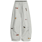 Embroidery Sausage Dog Sweatpants Loose Casual Joggers Wide Leg Couple Streetwear Fun Fashion Comfortable Pants Baggy Sweatpants - Matrix-studios.com