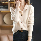 Stand-UP Collar Solid Temperament Button Women's Clothing Korean Knitting New Sweaters Single Breasted Autumn Winter Cardigan - Matrix Studios