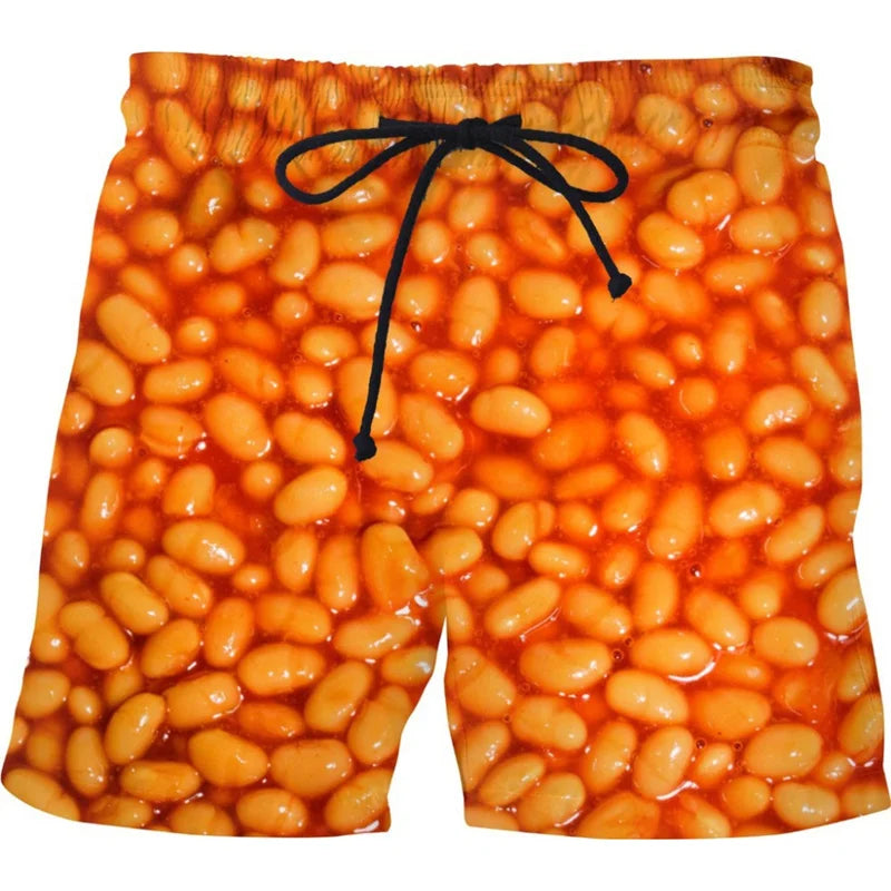 Funny Fatty Beef Hot Dog Men's 3D Print Short Pants Street Hip Hop Beach Shorts Skateboard Swimming Shorts Women Short Trunks