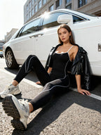 Women Seamless Yoga Jumpsuit Workout Bodysuit Tummy Control Butt-Lifting Gym Clothes Sleek Sportswear Striped Athletic Outfit - Matrix Studios