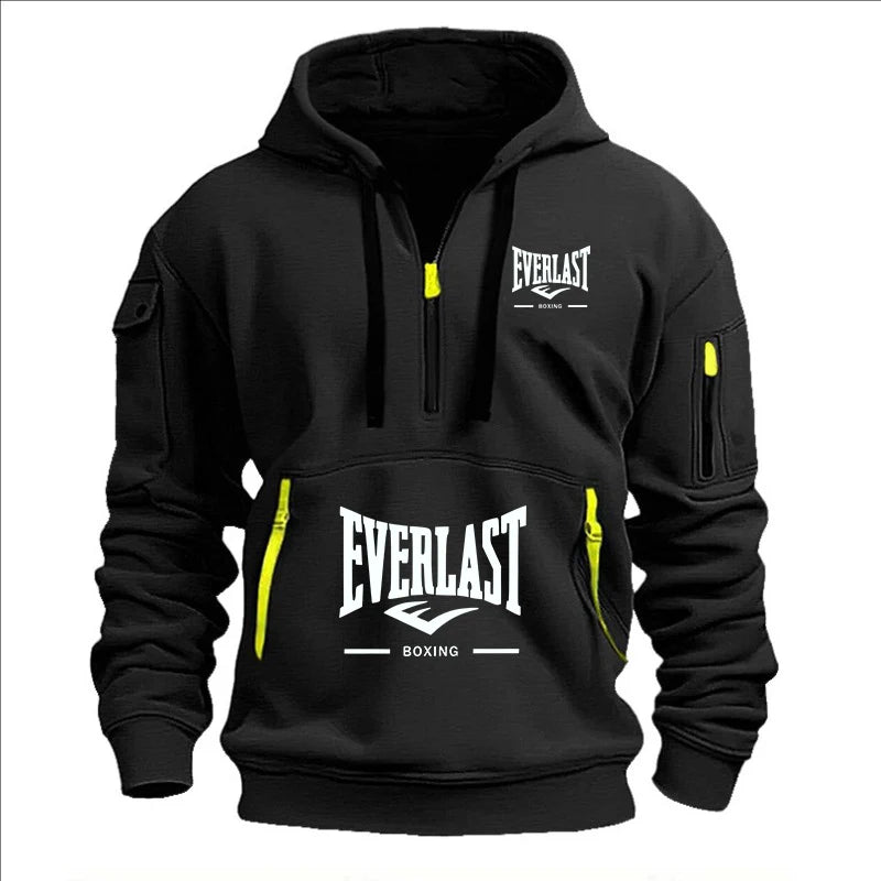 Fashion autumn and winter men's brand clothing multi-zipper design printed hoodie casual sweatshirt loose hooded jumper - Matrix Studios