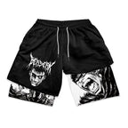 Y2K Summer Men Streetwear Anime Berserk Oversize Active Athletic Gym Short Pants Training Fitness Workout Track Shorts Clothes