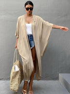Beach Cover Up Kimono Women Summer 2022 New Pareo Swimsuit Cape Solid Bohemian Tunic Dresses Bathing Suits Dropshipping - Matrix Studios