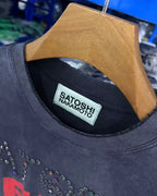 Summer Latest Highest Quality Fashion High Street SATOSHI NAKAMOTO Washed Distressed Beaded Destroyed Short-Sleeve T-Shirt - Matrix-studios.com