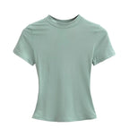 2025 New High Quality Casual T shirt Sexy Slim Short Sleeves Fashion Trend Solid Women Clothing y2k Tops - Matrix-studios.com