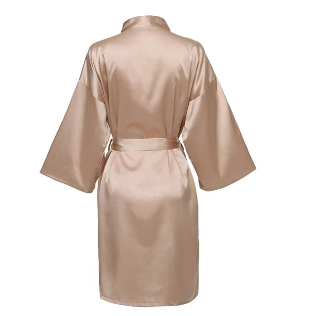 Wedding Party Team Bride Robe Without Letters Kimono Satin Pajamas Bridesmaid Plain Bathrobe SP088 - Matrix-studios.com