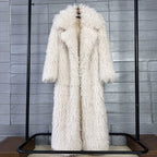 DEAT 2026 Autumn Winter New Fashion Beach Wool Faux Fur Coat For Women Suit Collar Solid Color Long Overcoat Female 11A07448 - Matrix Studios