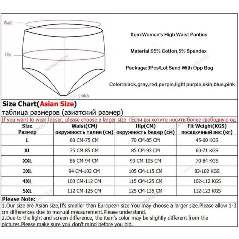 Plus Size Panties Women's High Waist Abdominal Underwear Cotton Seamless Briefs Girls Underpant Sexy Lingeries for Female L-5XL - Matrix Studios