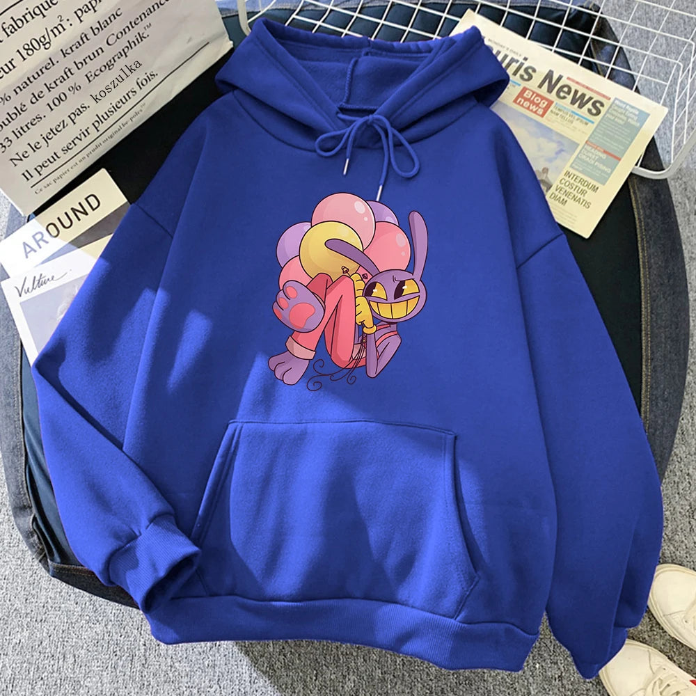 Digital Circus Jax Hoodie Fashion Women Aesthetic Graphic Kawaii Rabbit Hug Balloons Hoodies Unisex Cartoon Pullover Sweatshirts - Matrix Studios