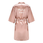 Rose Gold Satin Team Bride Bridesmaid Robe Wedding Bathrobe Gown Women Dressing Sleepwear Mother Maid of Honor Kimono - Matrix-studios.com